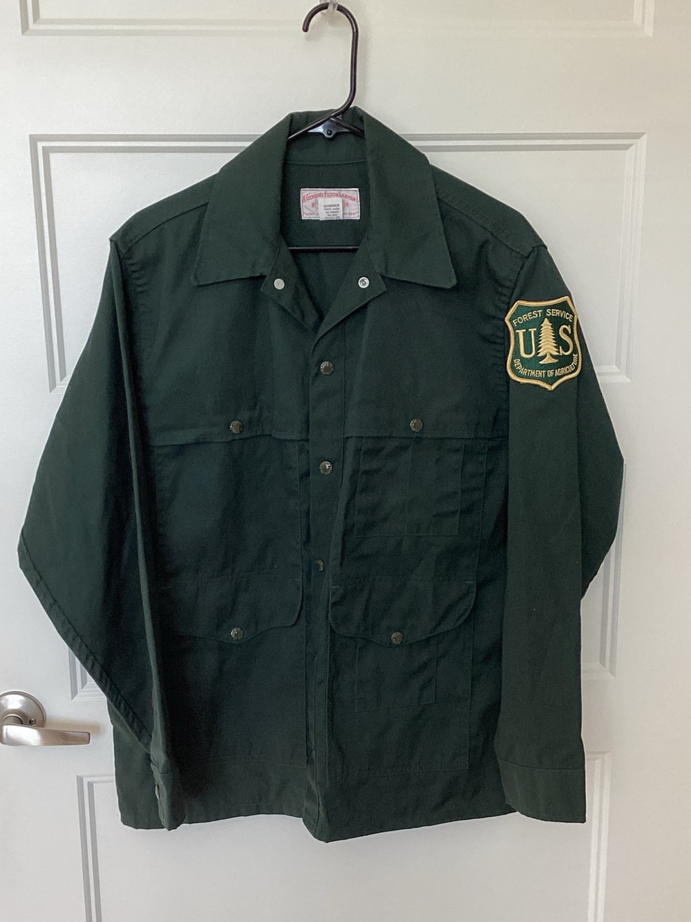 Filson Dark Green Field Jacket with US Forest Service Patch